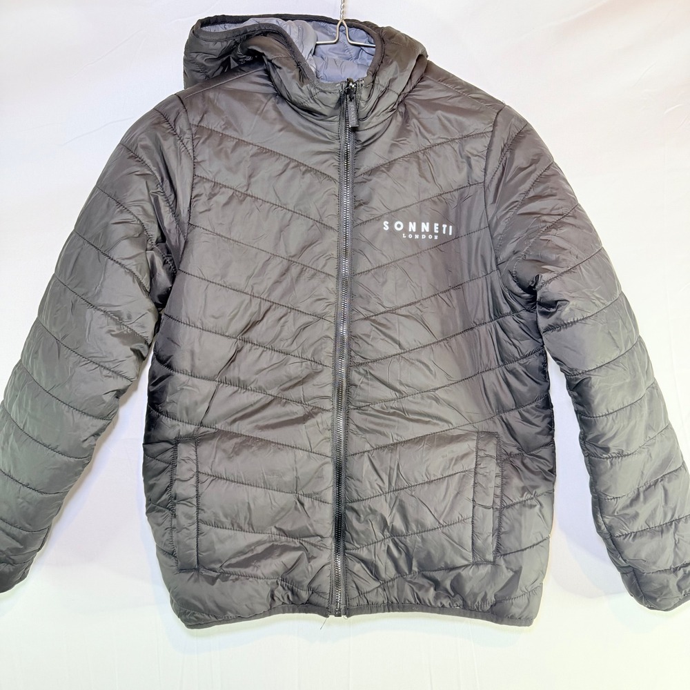 Sonneti‎ London Boys Black Puffer Jacket Hooded Quilted Coat Size Medium Kids